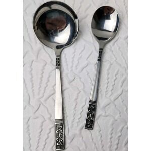 Customcraft Stainless Ladle & Serving Spoon Taiwan Fleur De Lis Vintage